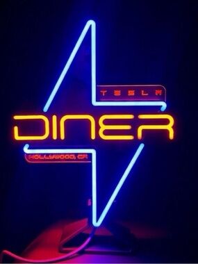 Tesla Neon Diner Sign - Blue and Orange
